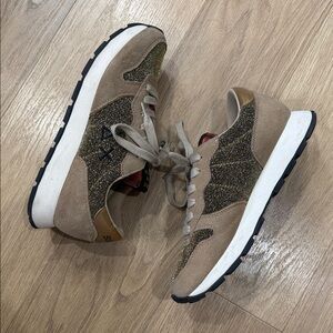 Sun 68 Ally Glitter Low Top Italian Casual Gold Sneakers Size 10